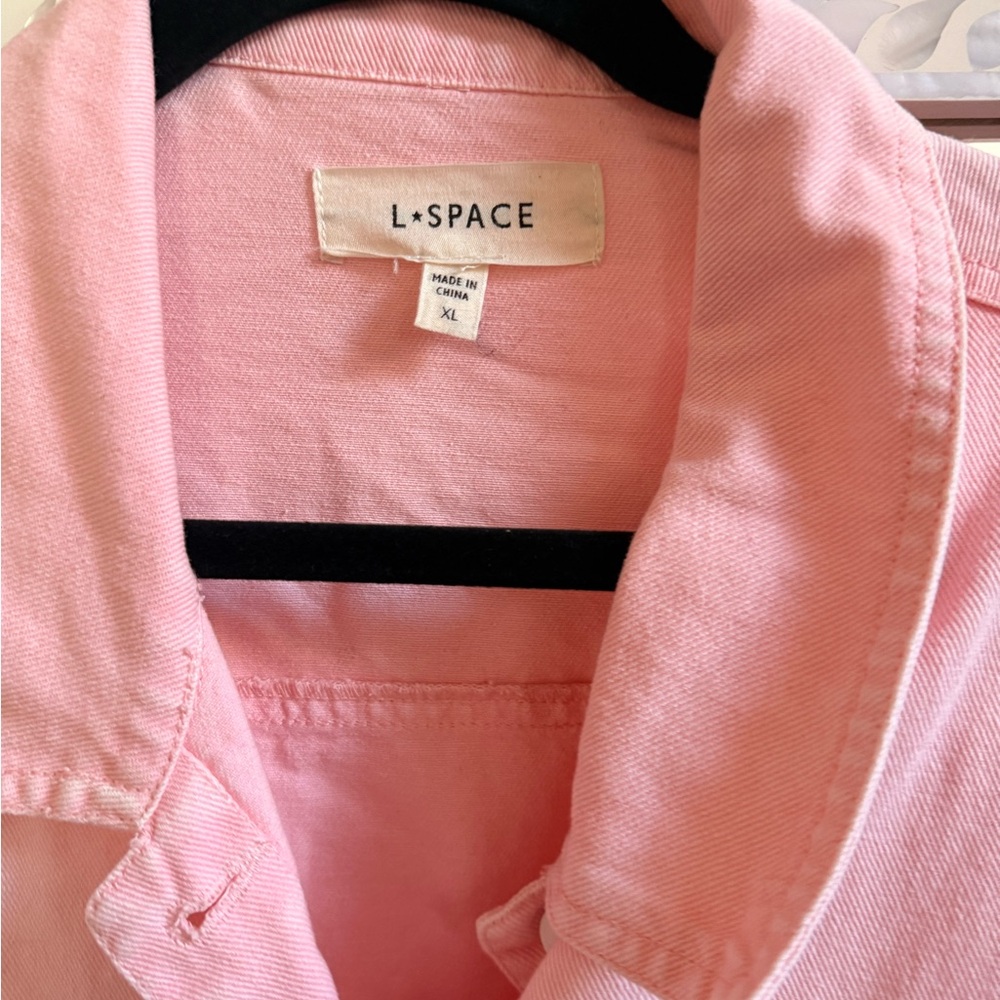 l*space Pastel Pink Denim Jacket with Chest Pockets - Picture 2 of 2